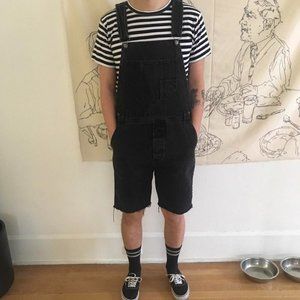 Topman Men’s black denim overalls